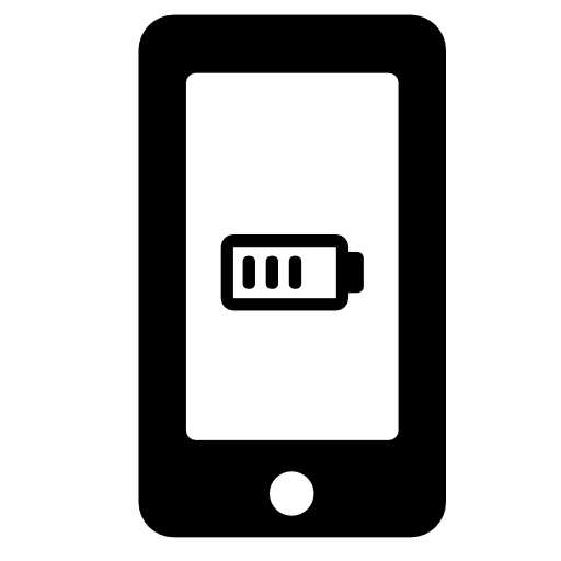 Cellphone with battery status symbol on screen