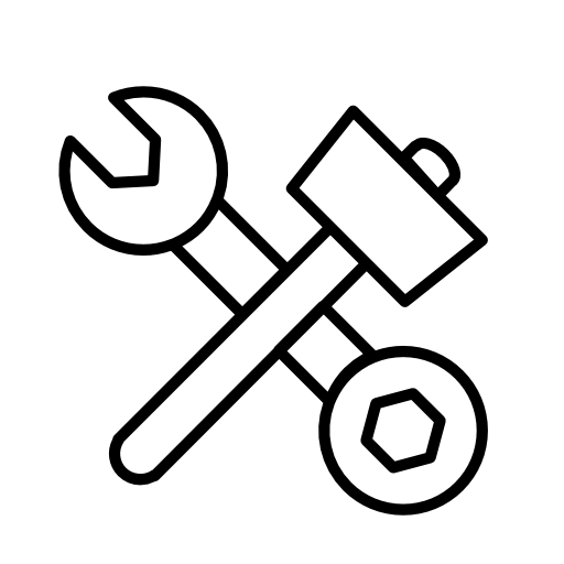Hammer and double side wrench in cross