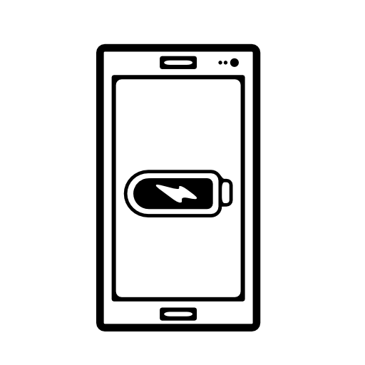 Mobile phone outline with full battery sign on screen