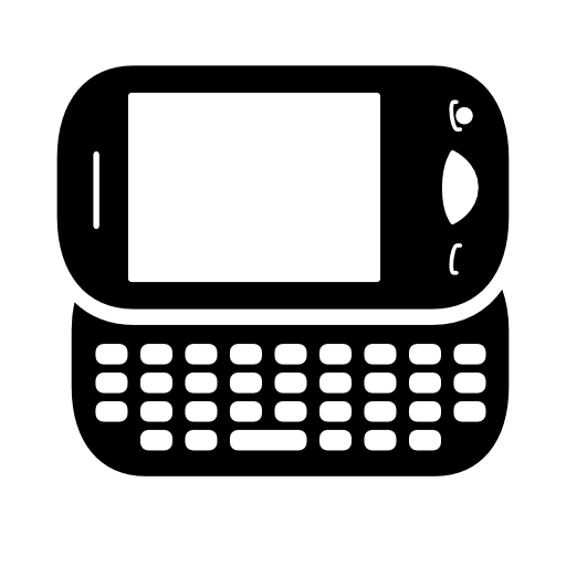 Mobile phone rounded variant with keyboard in horizontal position