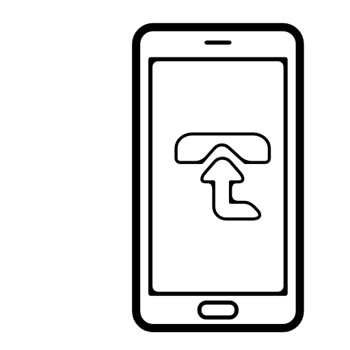 Mobile phone with a sign with up arrow on screen