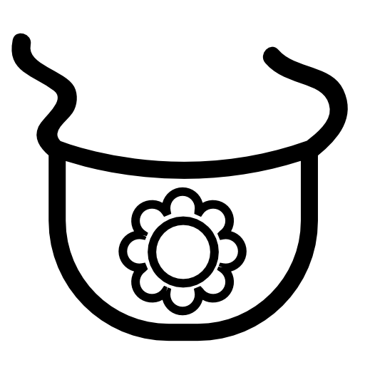 Baby bib outline with a flower