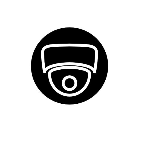 Surveillance camera symbol in a circle