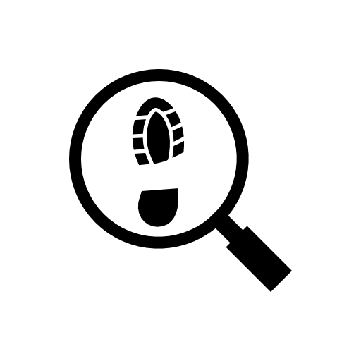 Shoe footprint in a magnifier circle