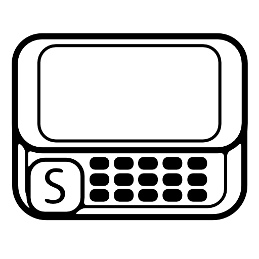 Mobile phone model with keyboard buttons and a big button with letter S