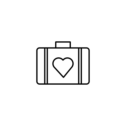 Suitcase of black case with a heart shape