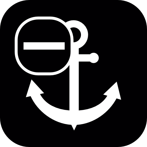 Anchor with a minus sign inside a rounded square