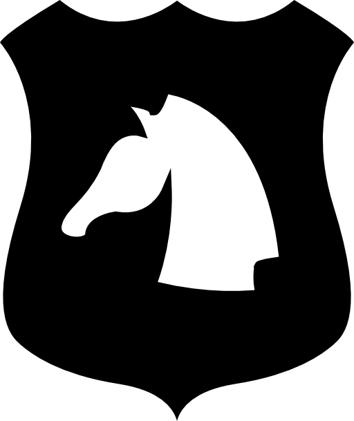 Horse head on a shield