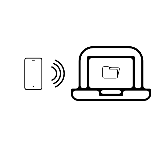 Mobile phone connected to laptop with wifi
