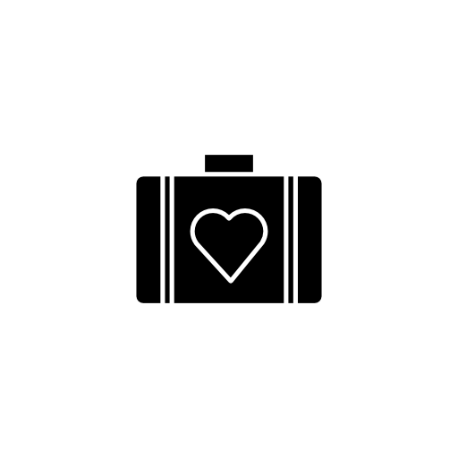 Suitcase of black case with a heart shape