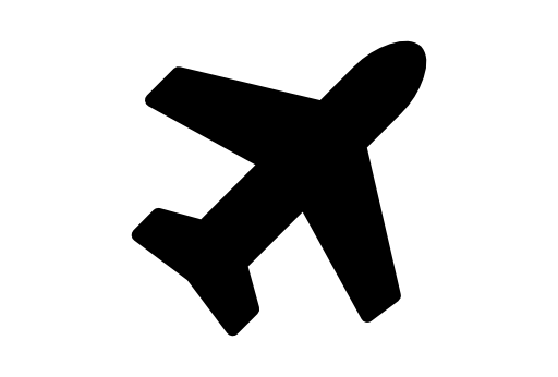 Plane black shape rotated to right diagonal