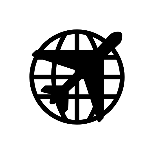 World grid with airplane