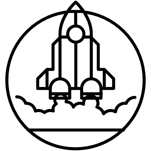 Rocket ship outline in launching position