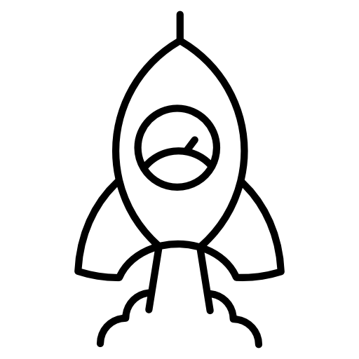Space ship silhouette with speedometer launching