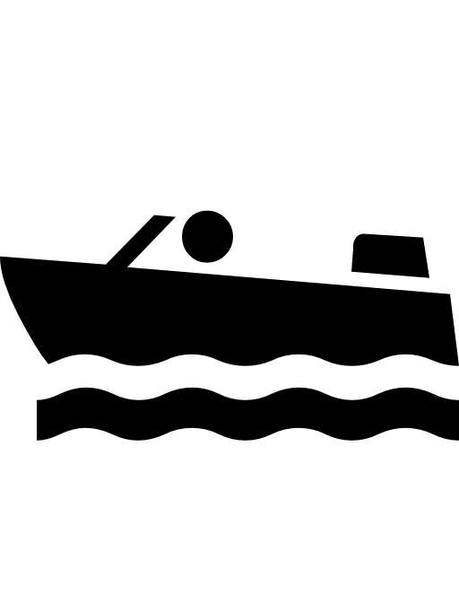 Person travelling in a boat transport floating on the sea