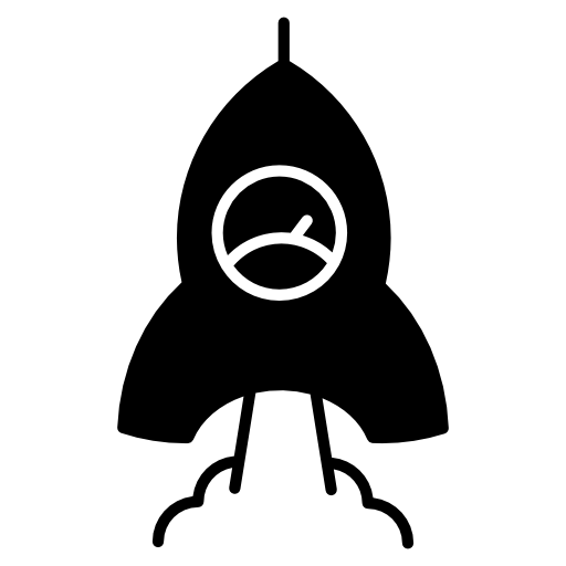 Space ship silhouette with speedometer launching