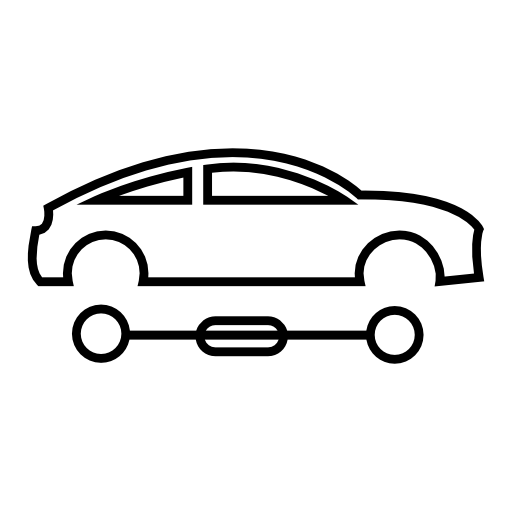 Car silhouette with detached wheels
