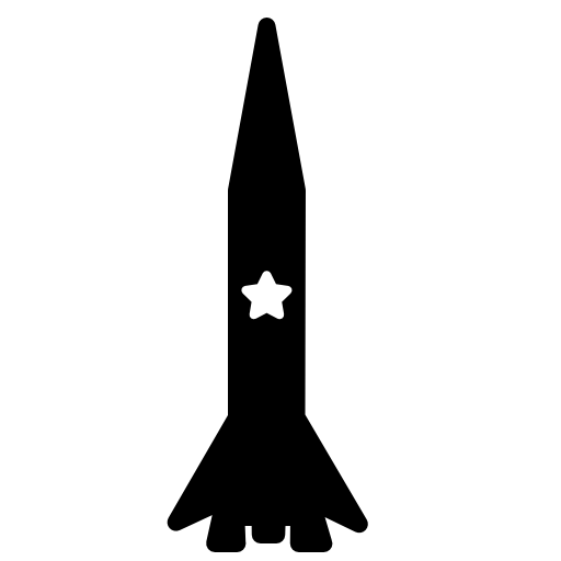 Thin vertical rocket ship with a star
