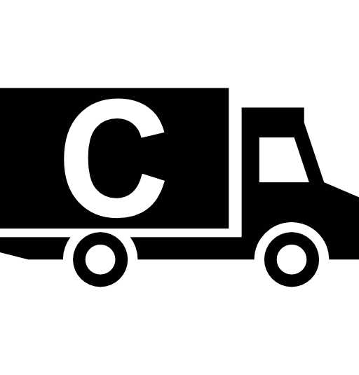 Delivery truck with C sign