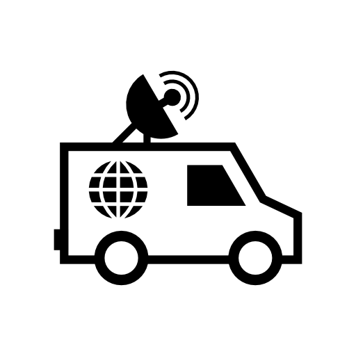 Journalist van with satellite