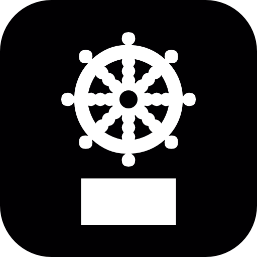 Captains wheel symbol on square background