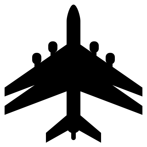 Airplane black shape with double wings