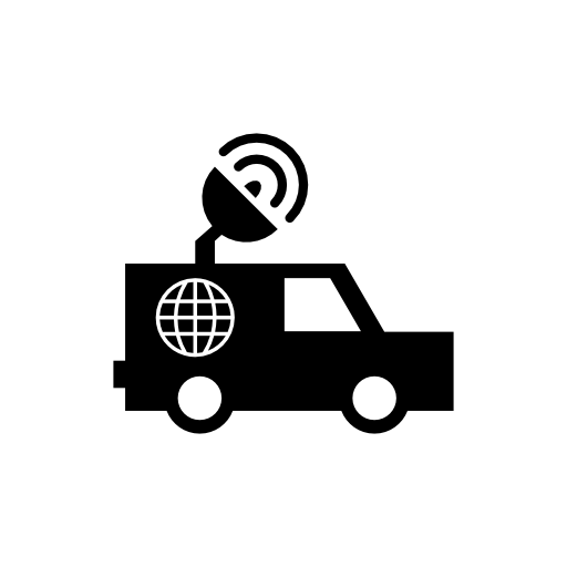 Media company truck with satellite