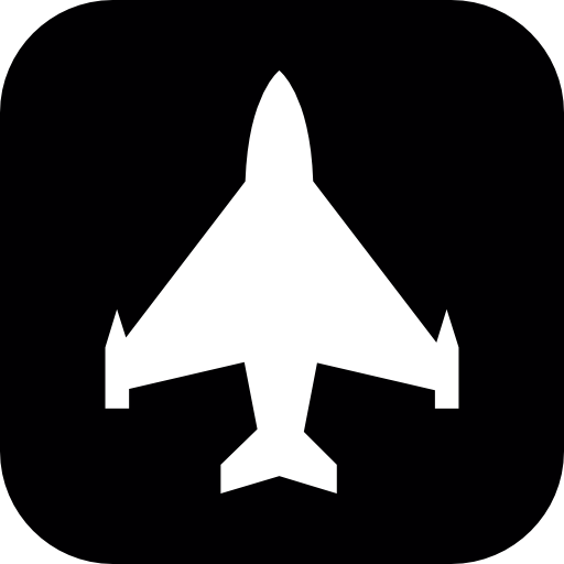 Airplane shape in a rounded square