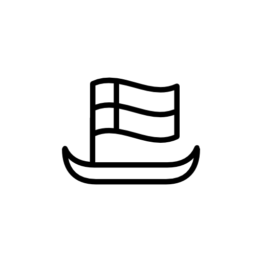 Boat with flag outline