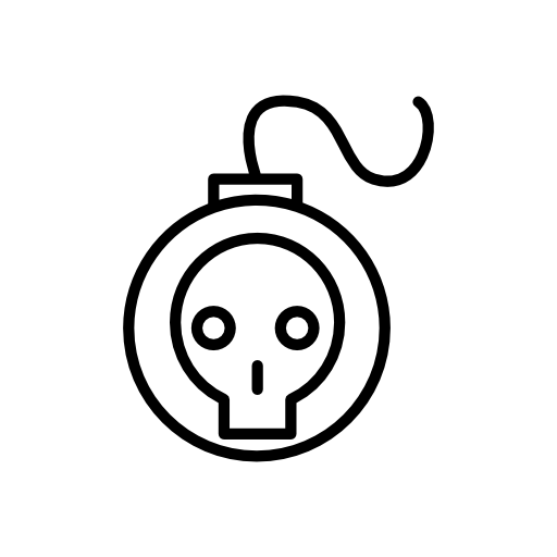Bomb with skull outline