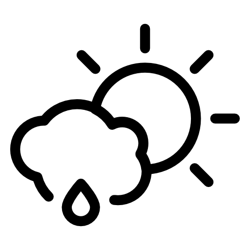 Cloud and sun with rain droplet outline
