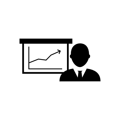 Businessman presentation with stocks graphic