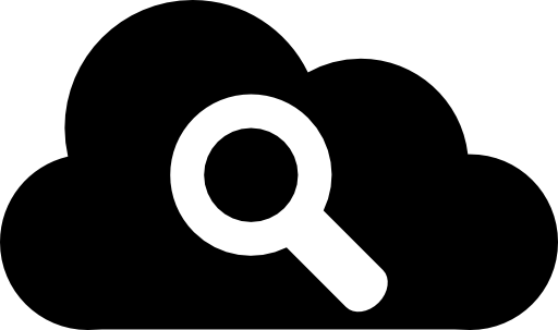 Black cloud with magnifying glass