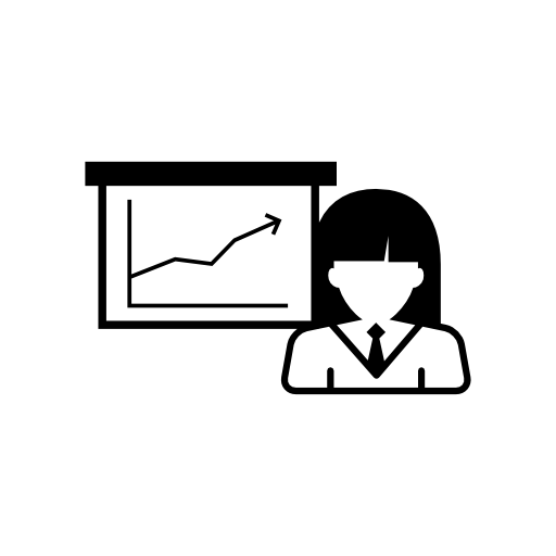 Woman with an ascendant line graphic presentation