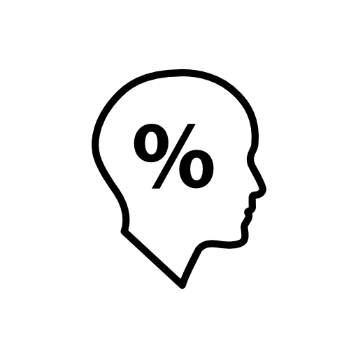Percentage symbol inside a businessman head