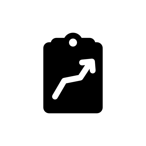 Clipboard silhouette with arrow pointing up