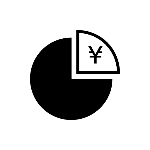 Yen symbol on a quarter pie graph part