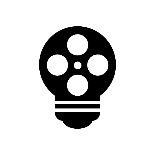 Lightbulb with cinema film reel