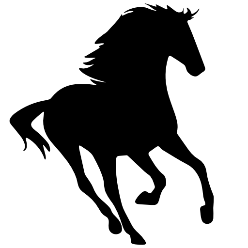 Horse running silhouette facing right