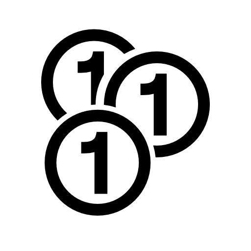 Coins money variant with number 1