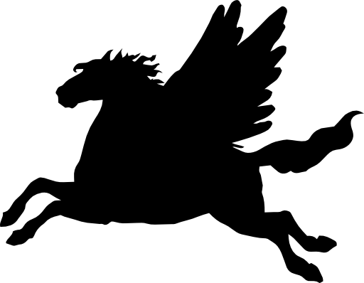 Pegasus winged horse black side view silhouette shape