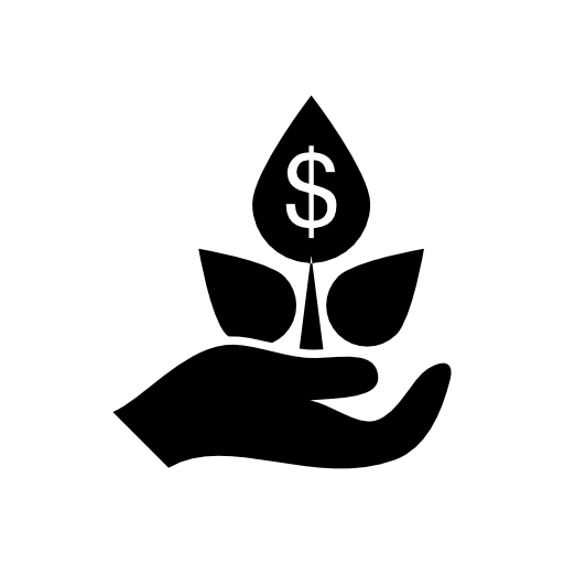 Hand holding plant with dollar sign