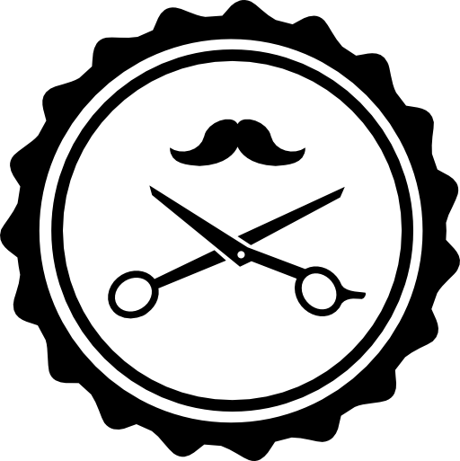 Hair salon badge with scissors and mustache