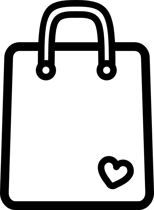 Shopping bag outline tool with a small heart