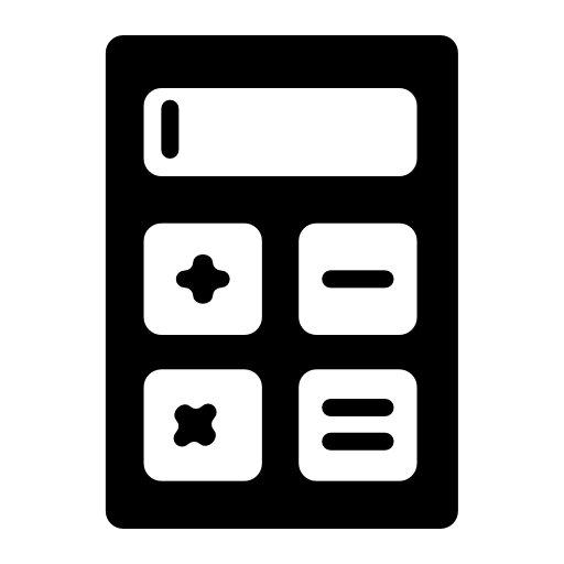 Calculator silhouette with four mathematic operations