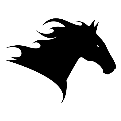 Horse head side view to the right silhouette