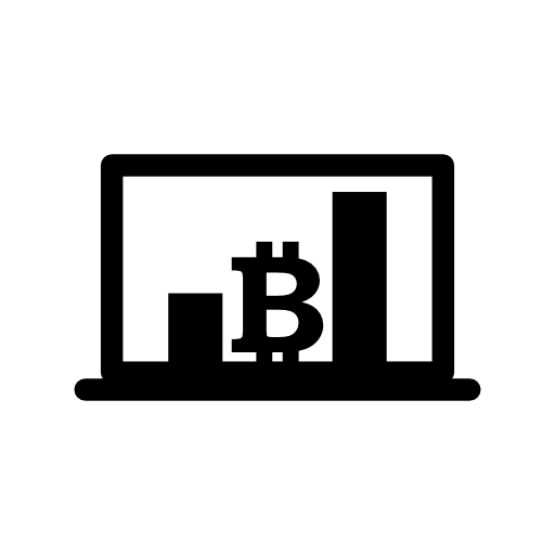 Bitcoin bars graphic on laptop screen