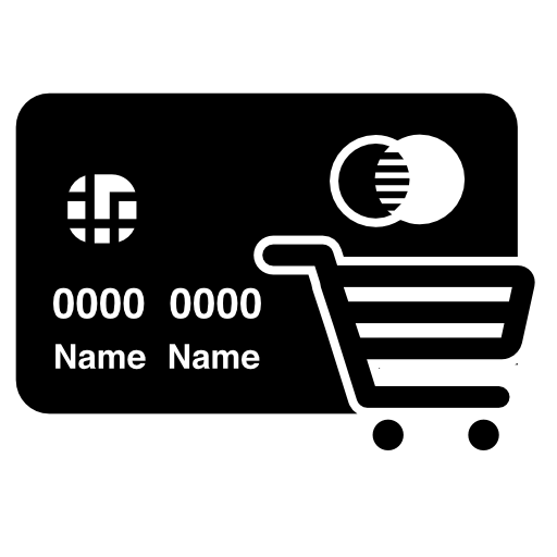 Credit card with shopping cart outline