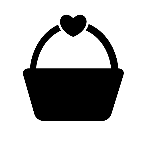 Shopping or picnic basket with a heart shape