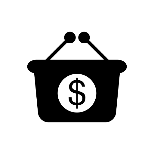 Shopping basket with dollars symbol